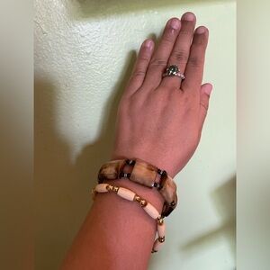 Elegant Brown and Cream Bracelet Set